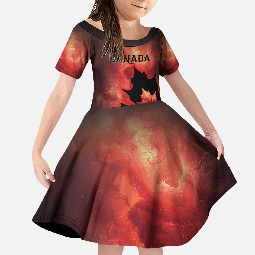 Personalized Canada Maple Leaf Family Matching Tank Maxi Dress and Hawaiian Shirt Red Galaxy Style - Wonder Print Shop