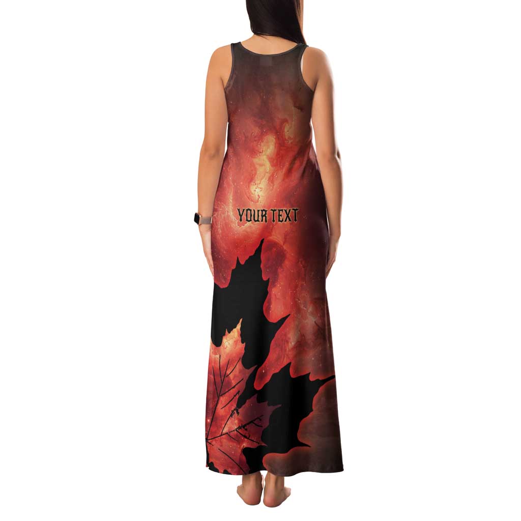 Personalized Canada Maple Leaf Family Matching Tank Maxi Dress and Hawaiian Shirt Red Galaxy Style - Wonder Print Shop