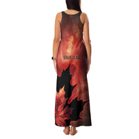 Personalized Canada Maple Leaf Family Matching Tank Maxi Dress and Hawaiian Shirt Red Galaxy Style - Wonder Print Shop