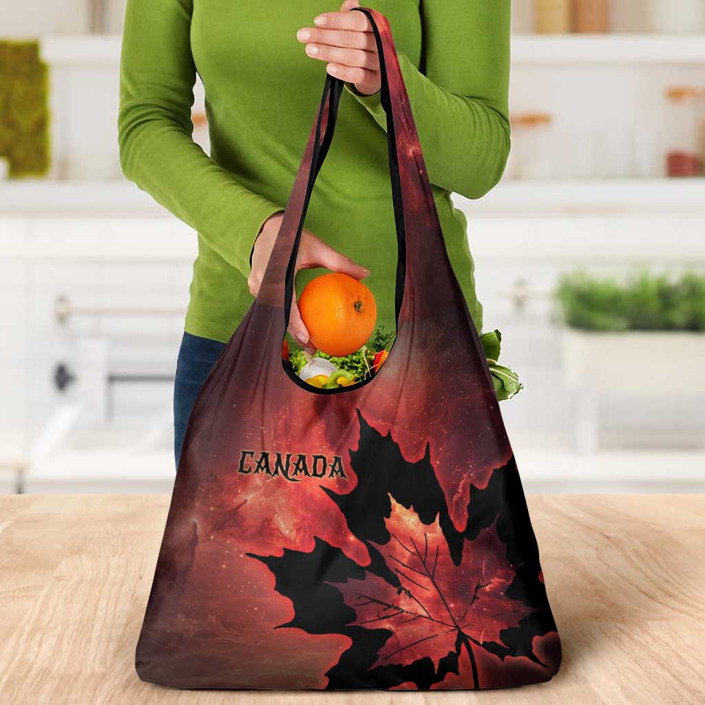 Canada Maple Leaf Grocery Bag Red Galaxy Style - Wonder Print Shop