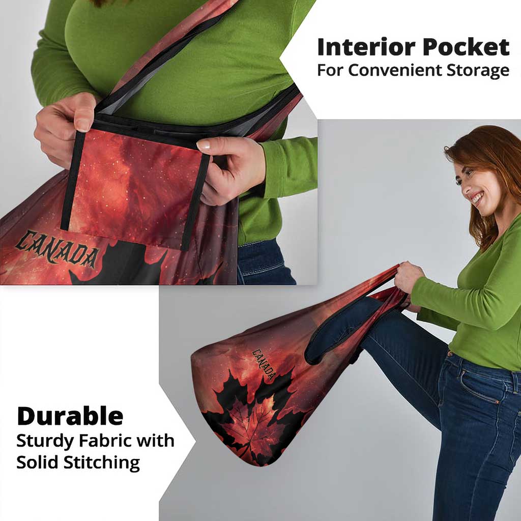 Canada Maple Leaf Grocery Bag Red Galaxy Style - Wonder Print Shop