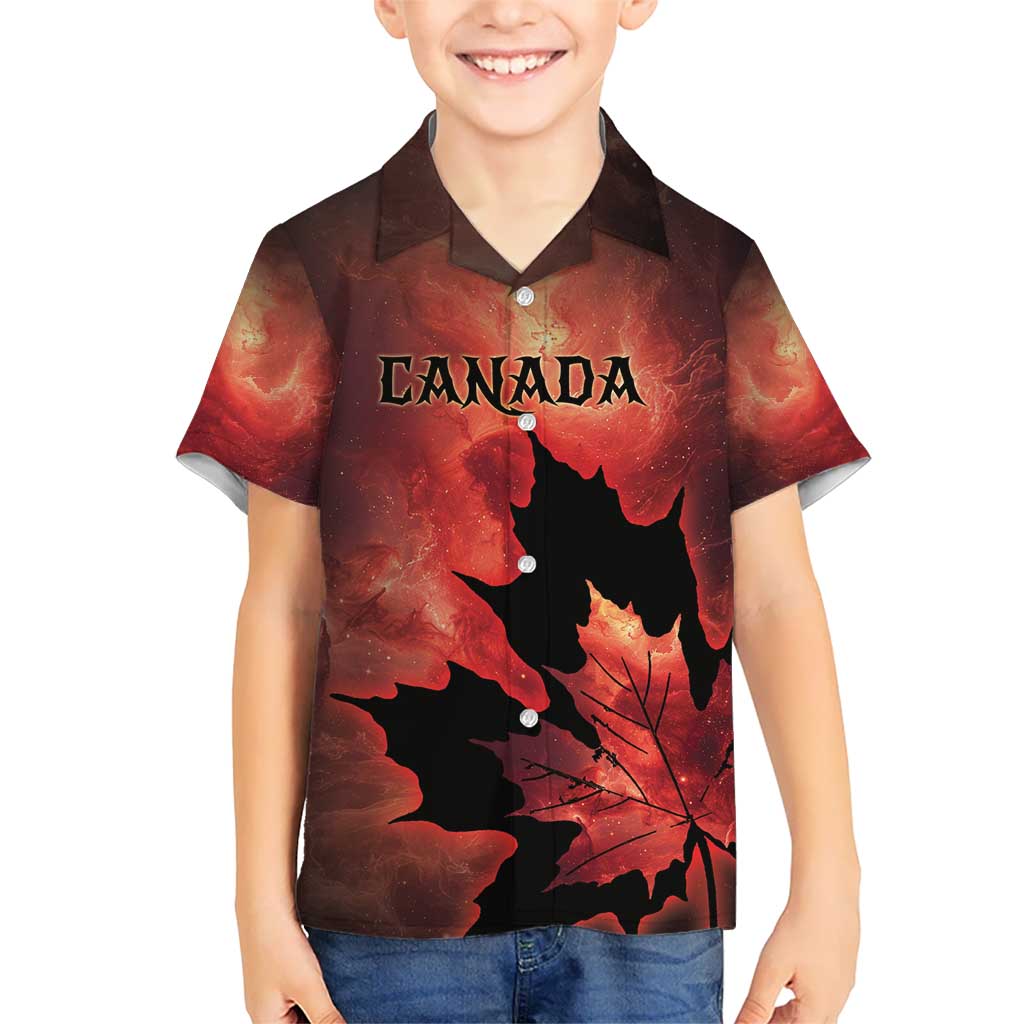 Personalized Canada Maple Leaf Hawaiian Shirt Red Galaxy Style - Wonder Print Shop