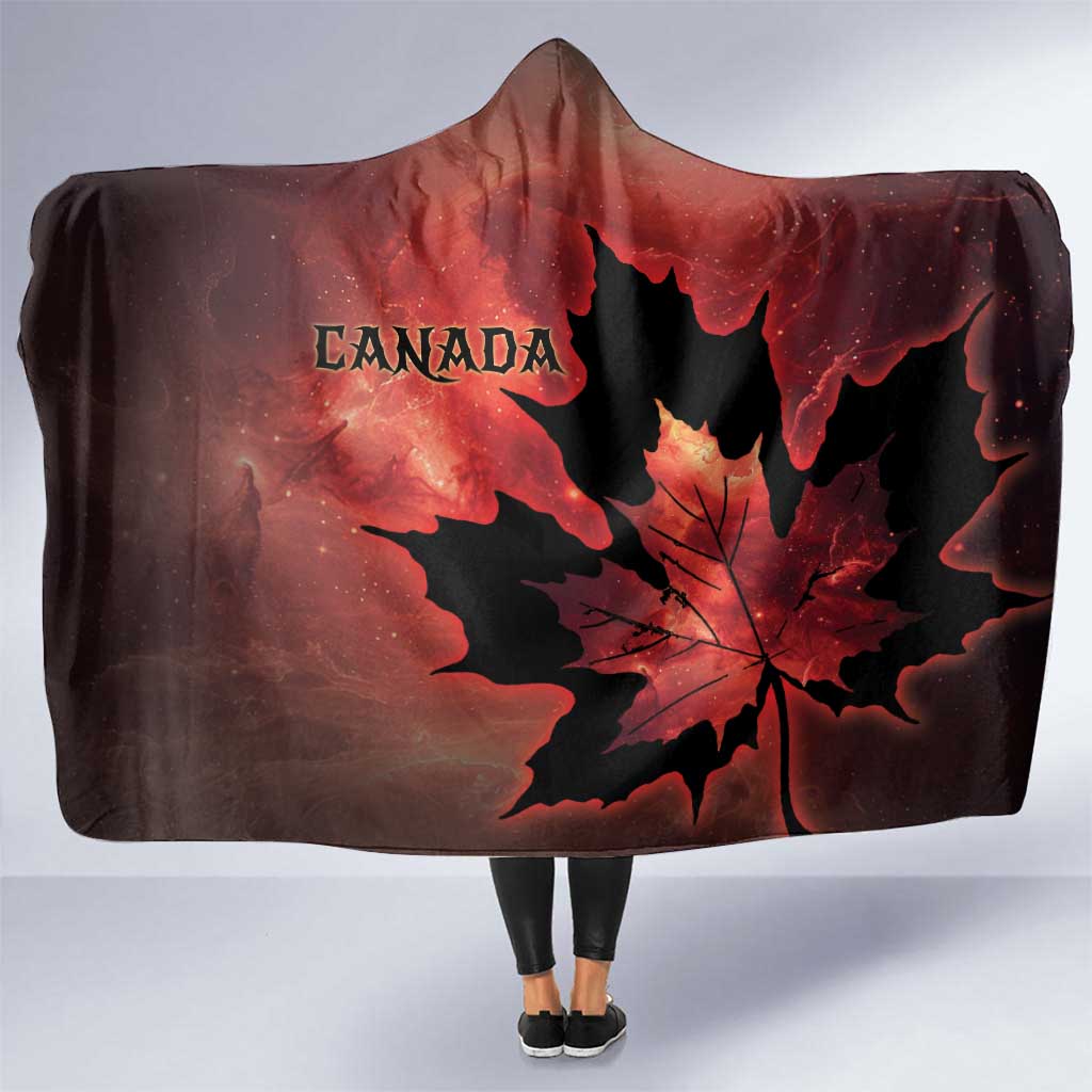 Canada Maple Leaf Hooded Blanket Red Galaxy Style - Wonder Print Shop