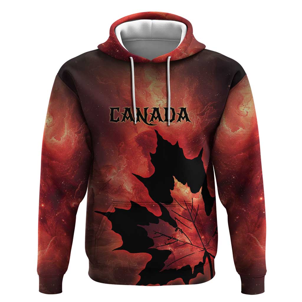 Personalized Canada Maple Leaf Hoodie Red Galaxy Style - Wonder Print Shop