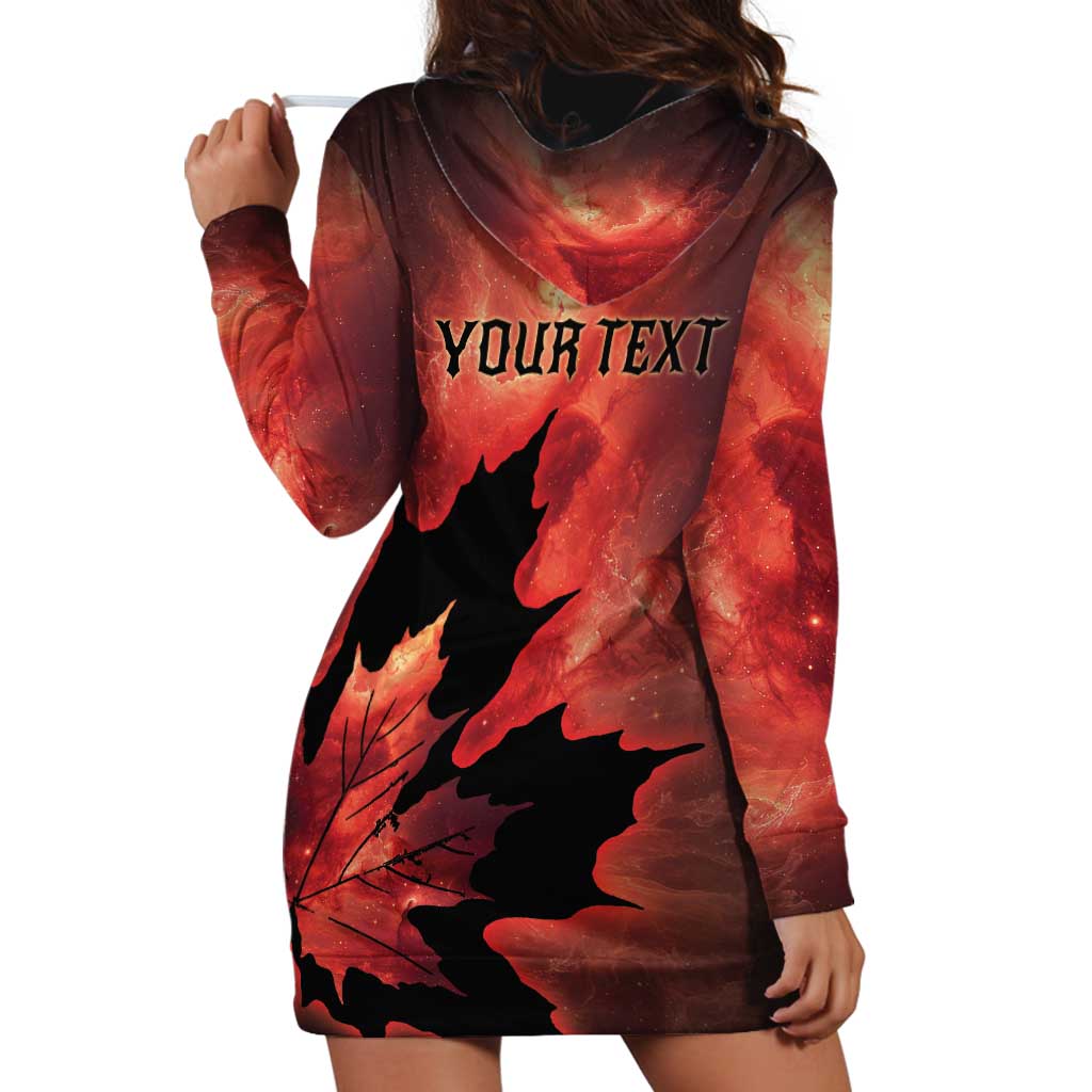 Personalized Canada Maple Leaf Hoodie Dress Red Galaxy Style - Wonder Print Shop