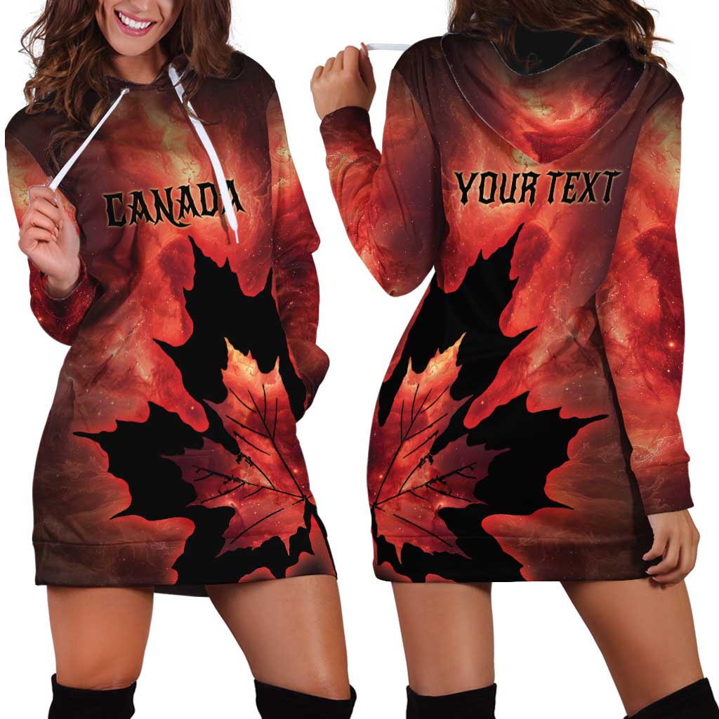 Personalized Canada Maple Leaf Hoodie Dress Red Galaxy Style - Wonder Print Shop
