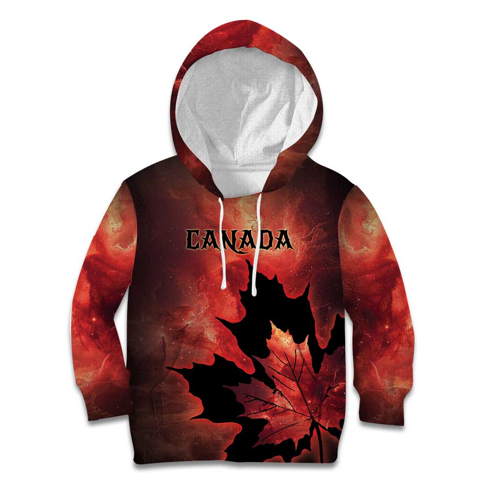 Personalized Canada Maple Leaf Kid Hoodie Red Galaxy Style - Wonder Print Shop