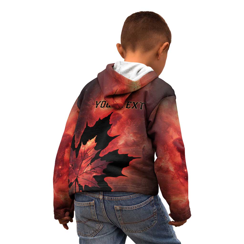 Personalized Canada Maple Leaf Kid Hoodie Red Galaxy Style - Wonder Print Shop