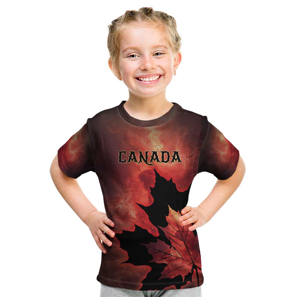 Personalized Canada Maple Leaf Kid T Shirt Red Galaxy Style - Wonder Print Shop