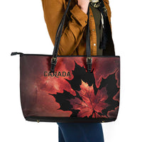 Canada Maple Leaf Leather Tote Bag Red Galaxy Style - Wonder Print Shop