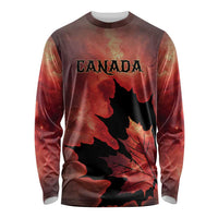 Personalized Canada Maple Leaf Long Sleeve Shirt Red Galaxy Style - Wonder Print Shop
