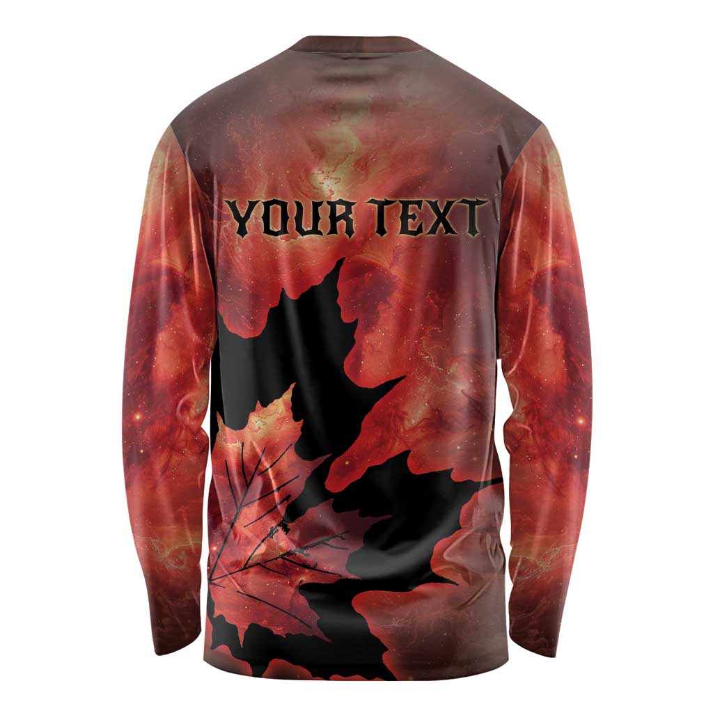 Personalized Canada Maple Leaf Long Sleeve Shirt Red Galaxy Style - Wonder Print Shop