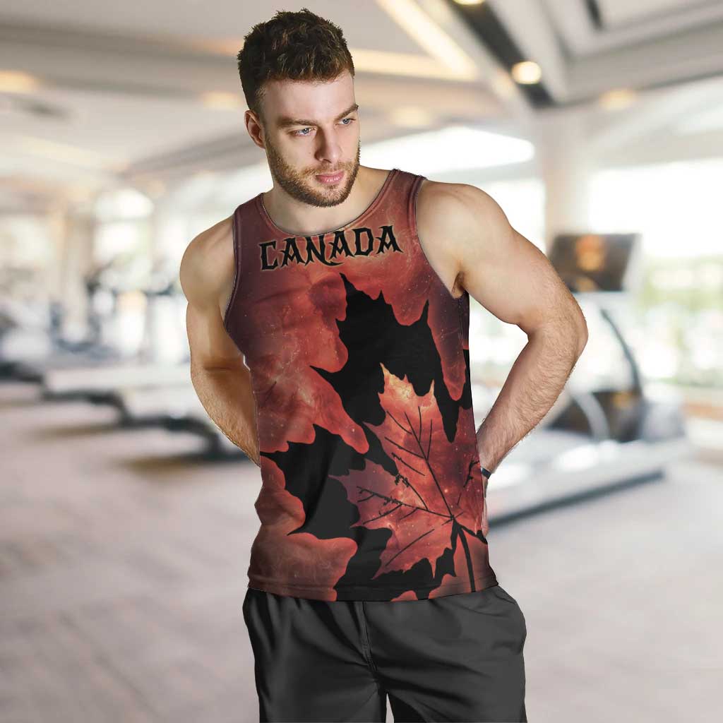Personalized Canada Maple Leaf Men Tank Top Red Galaxy Style - Wonder Print Shop