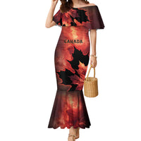 Personalized Canada Maple Leaf Mermaid Dress Red Galaxy Style - Wonder Print Shop