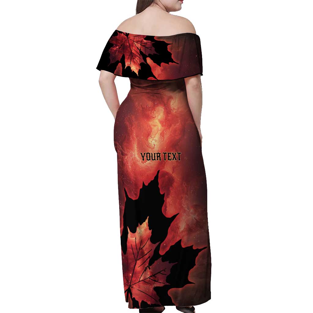 Personalized Canada Maple Leaf Off Shoulder Maxi Dress Red Galaxy Style - Wonder Print Shop