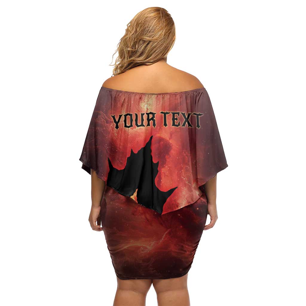 Personalized Canada Maple Leaf Off Shoulder Short Dress Red Galaxy Style - Wonder Print Shop