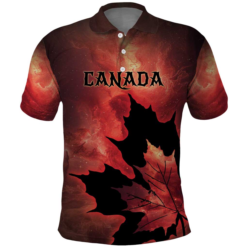 Personalized Canada Maple Leaf Polo Shirt Red Galaxy Style - Wonder Print Shop