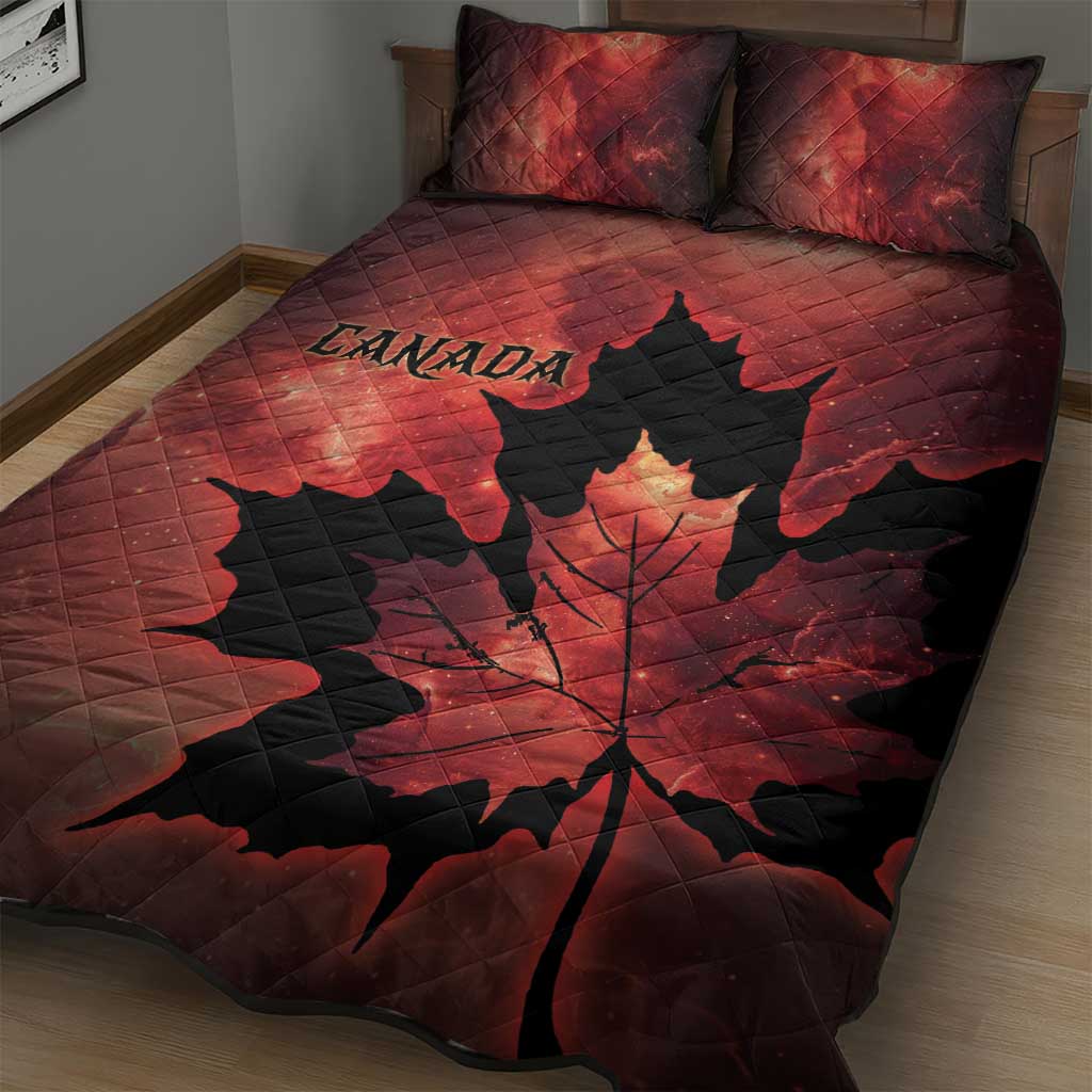 Canada Maple Leaf Quilt Bed Set Red Galaxy Style - Wonder Print Shop