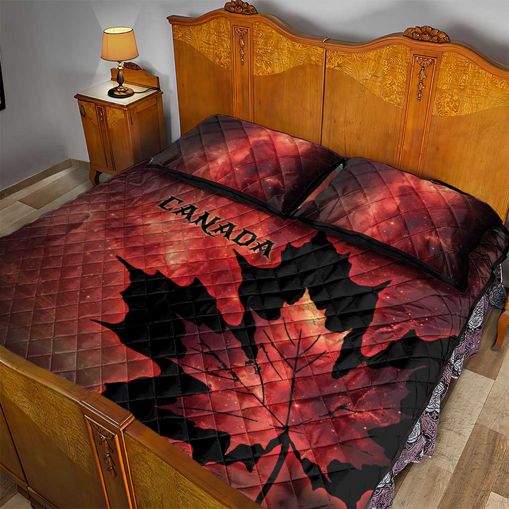 Canada Maple Leaf Quilt Bed Set Red Galaxy Style - Wonder Print Shop
