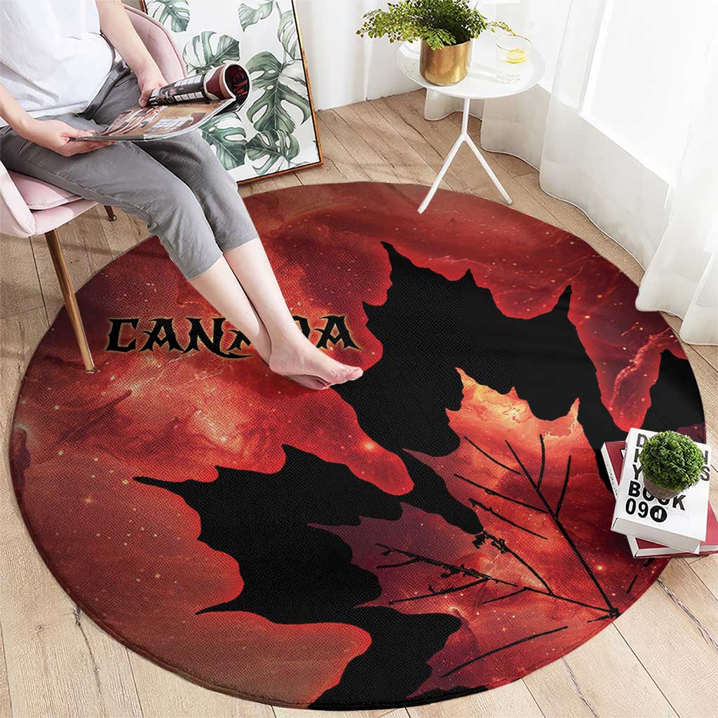 Canada Maple Leaf Round Carpet Red Galaxy Style - Wonder Print Shop