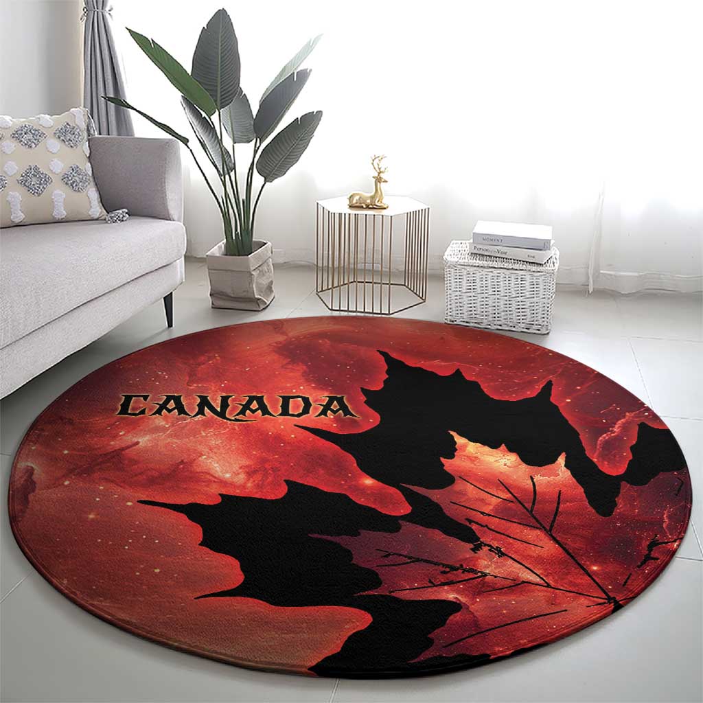 Canada Maple Leaf Round Carpet Red Galaxy Style - Wonder Print Shop