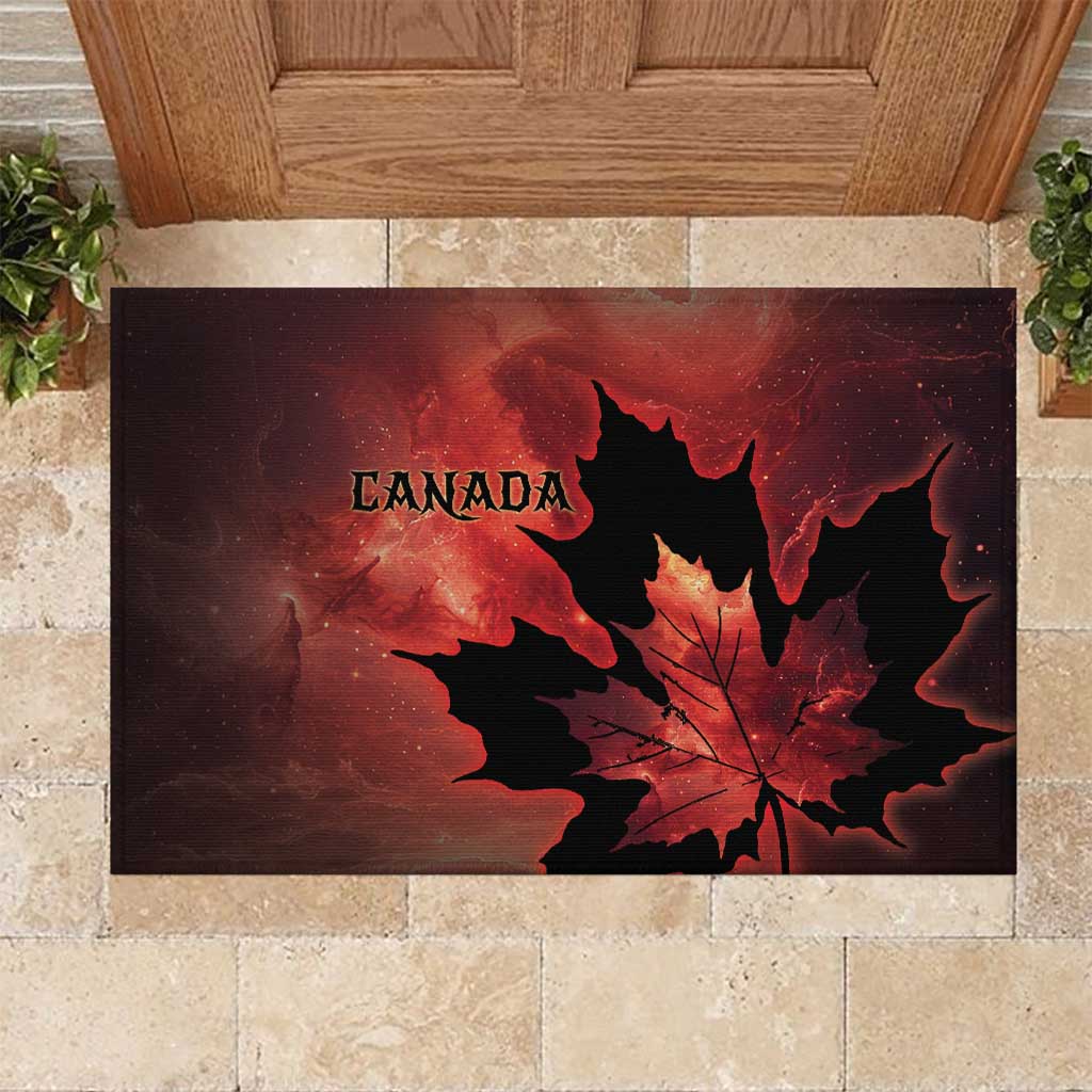 Canada Maple Leaf Rubber Doormat Red Galaxy Style - Wonder Print Shop