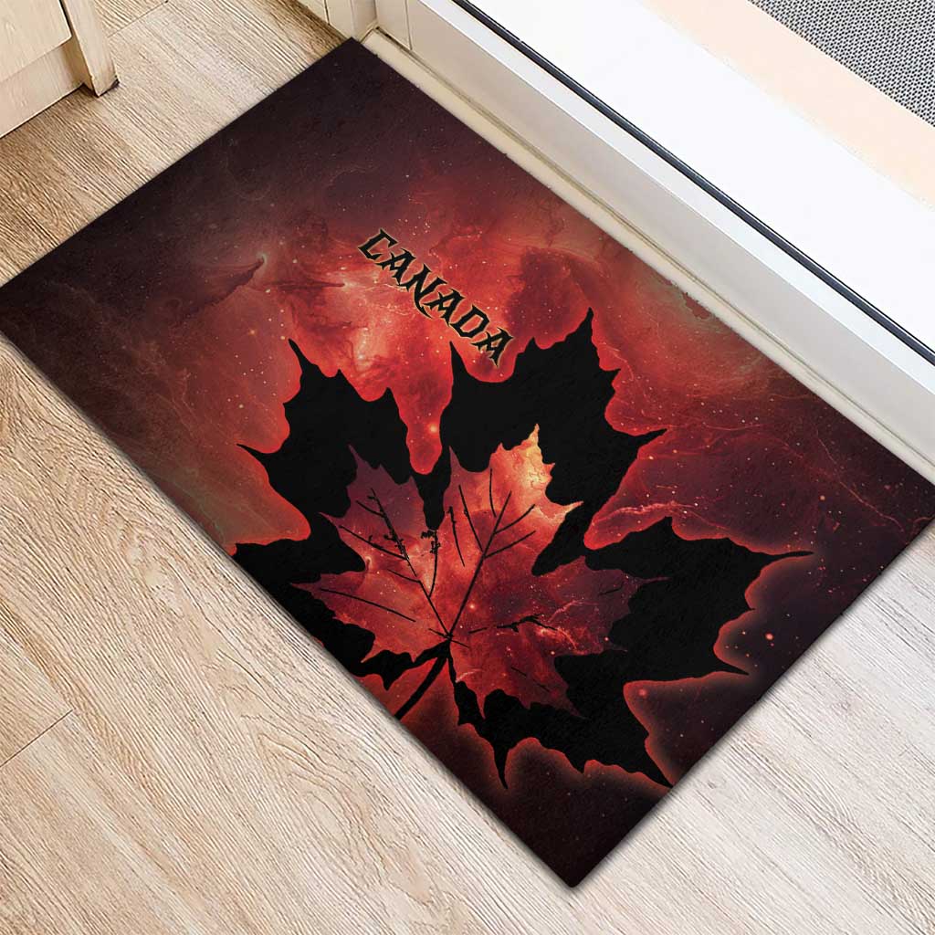 Canada Maple Leaf Rubber Doormat Red Galaxy Style - Wonder Print Shop