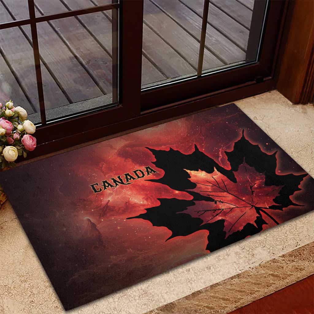 Canada Maple Leaf Rubber Doormat Red Galaxy Style - Wonder Print Shop