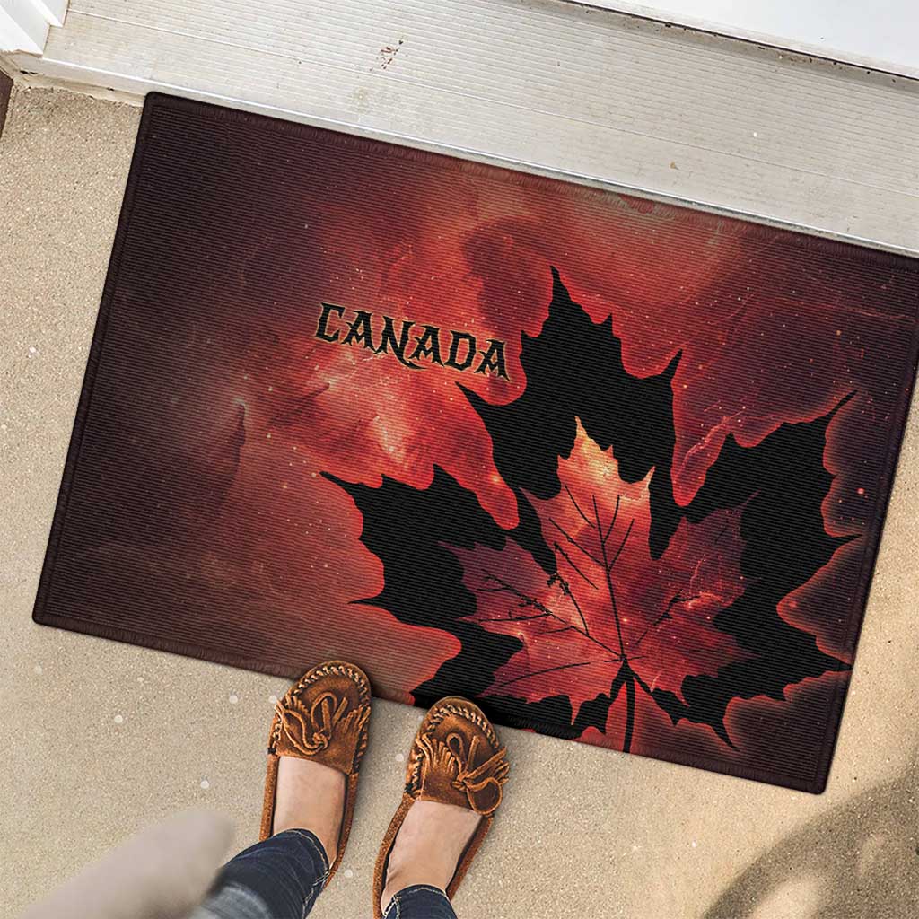 Canada Maple Leaf Rubber Doormat Red Galaxy Style - Wonder Print Shop