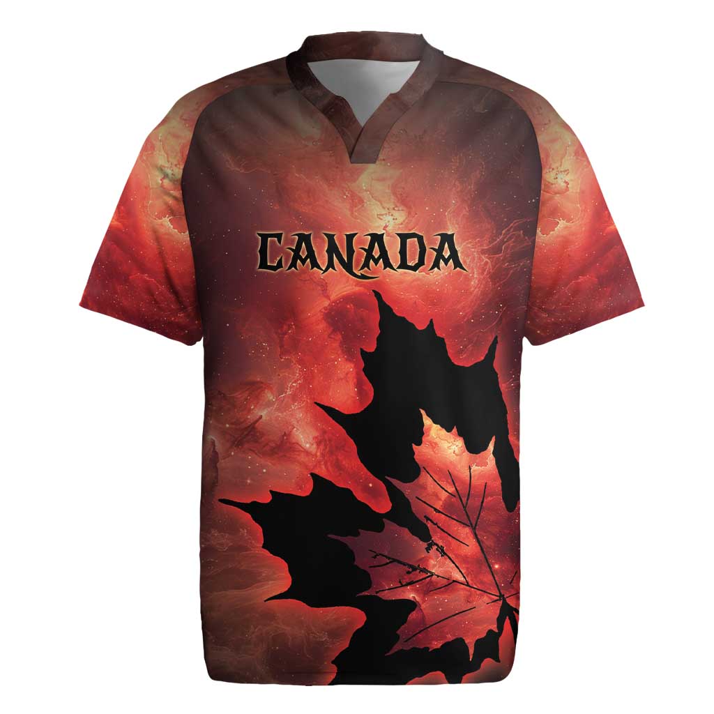 Personalized Canada Maple Leaf Rugby Jersey Red Galaxy Style - Wonder Print Shop
