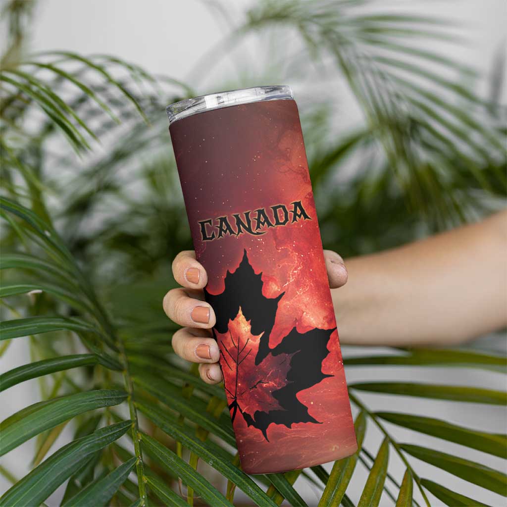 Personalized Canada Maple Leaf Skinny Tumbler Red Galaxy Style - Wonder Print Shop