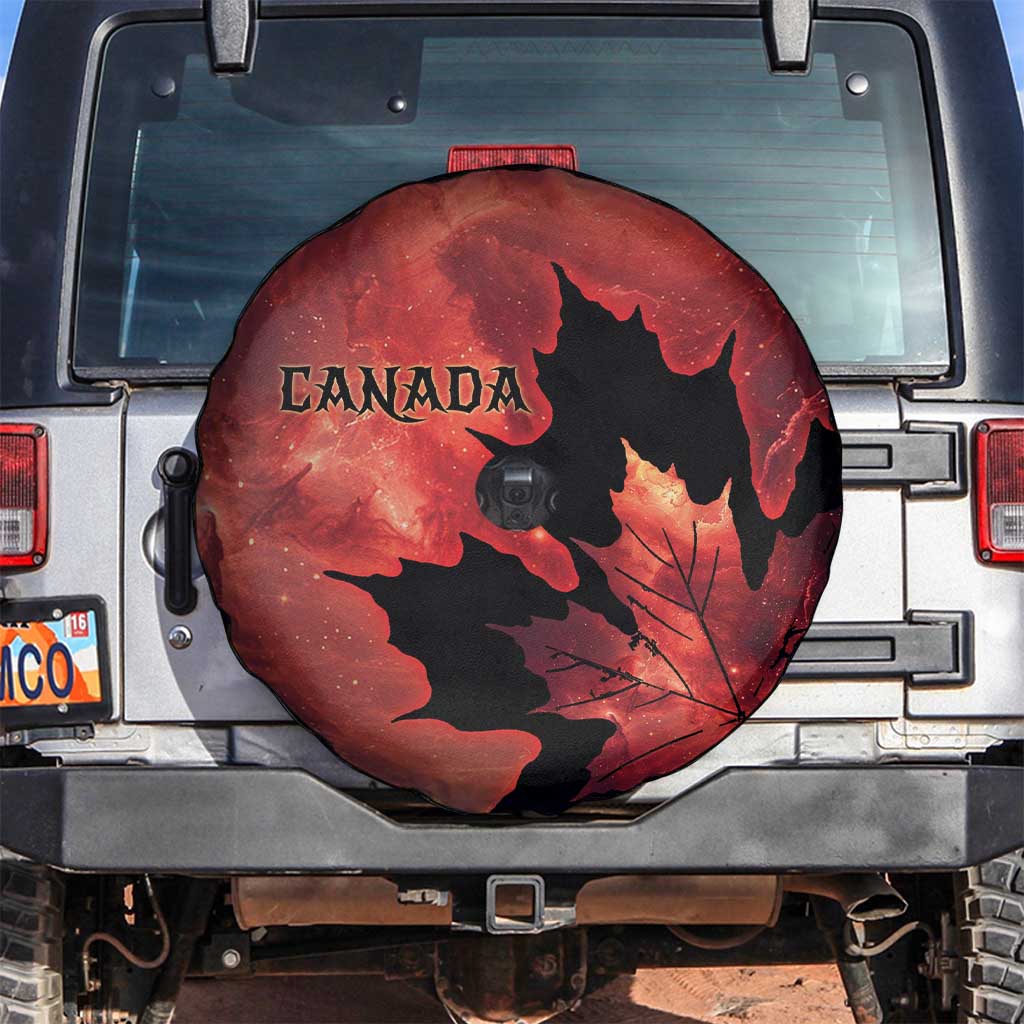 Canada Maple Leaf Spare Tire Cover Red Galaxy Style - Wonder Print Shop