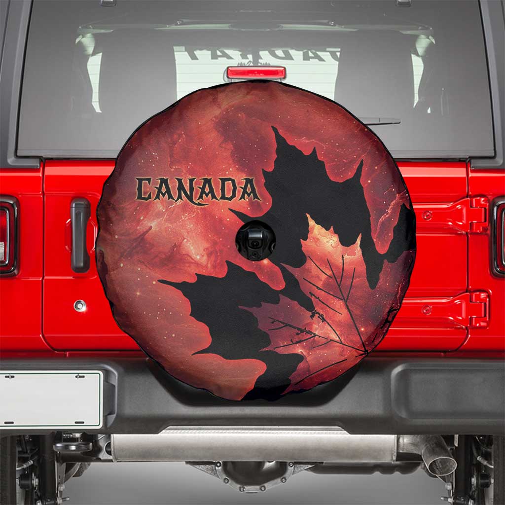 Canada Maple Leaf Spare Tire Cover Red Galaxy Style - Wonder Print Shop