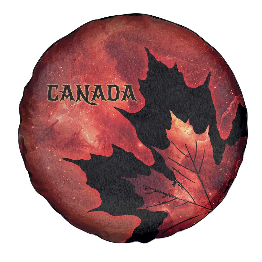 Canada Maple Leaf Spare Tire Cover Red Galaxy Style - Wonder Print Shop