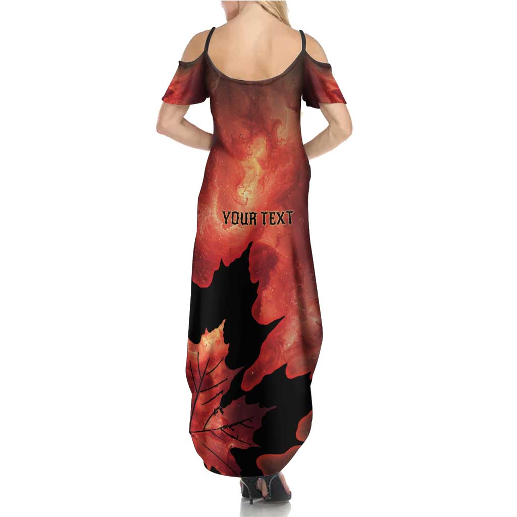 Personalized Canada Maple Leaf Summer Maxi Dress Red Galaxy Style - Wonder Print Shop