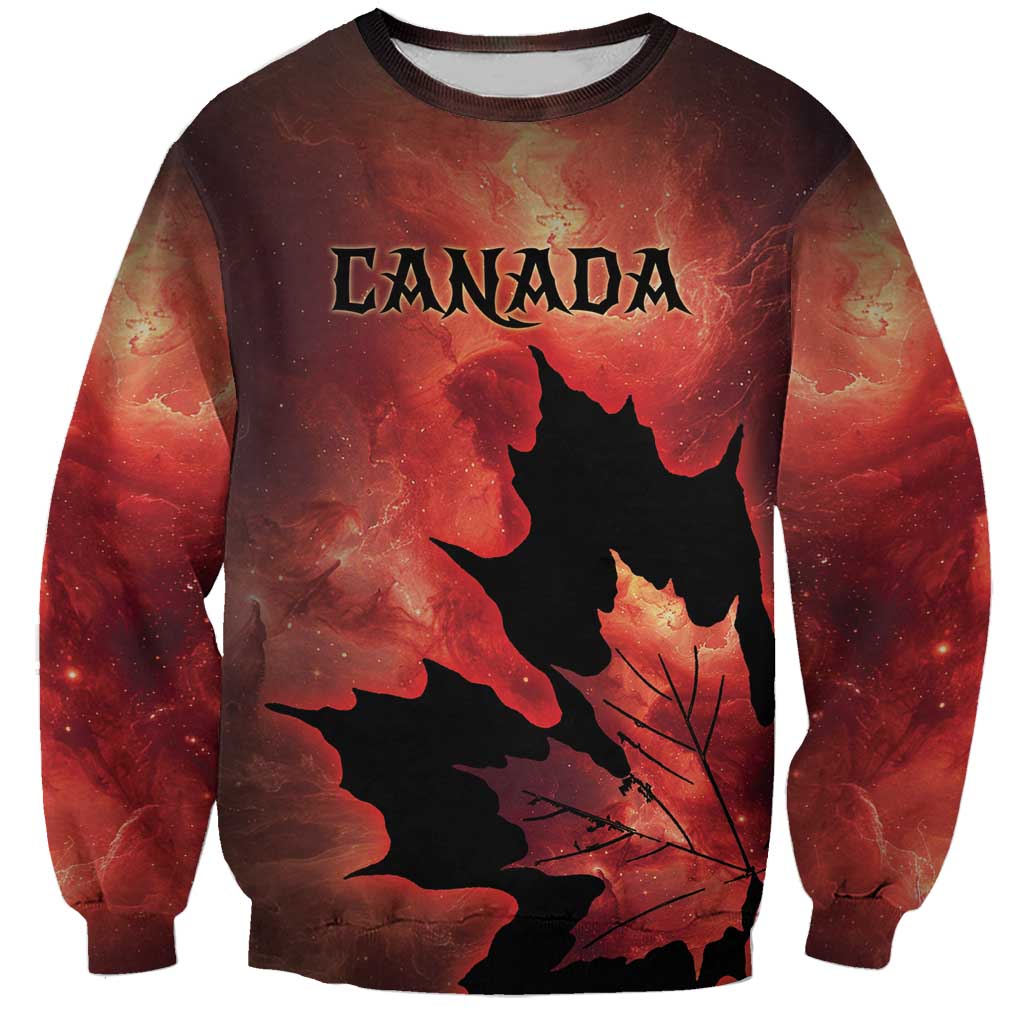 Personalized Canada Maple Leaf Sweatshirt Red Galaxy Style - Wonder Print Shop