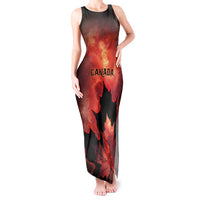 Personalized Canada Maple Leaf Tank Maxi Dress Red Galaxy Style - Wonder Print Shop
