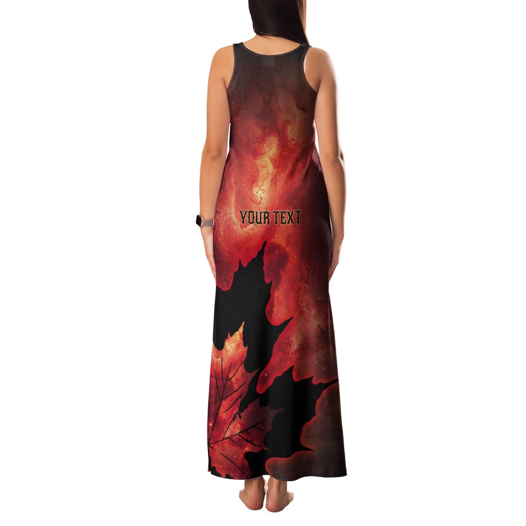 Personalized Canada Maple Leaf Tank Maxi Dress Red Galaxy Style - Wonder Print Shop