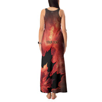 Personalized Canada Maple Leaf Tank Maxi Dress Red Galaxy Style - Wonder Print Shop