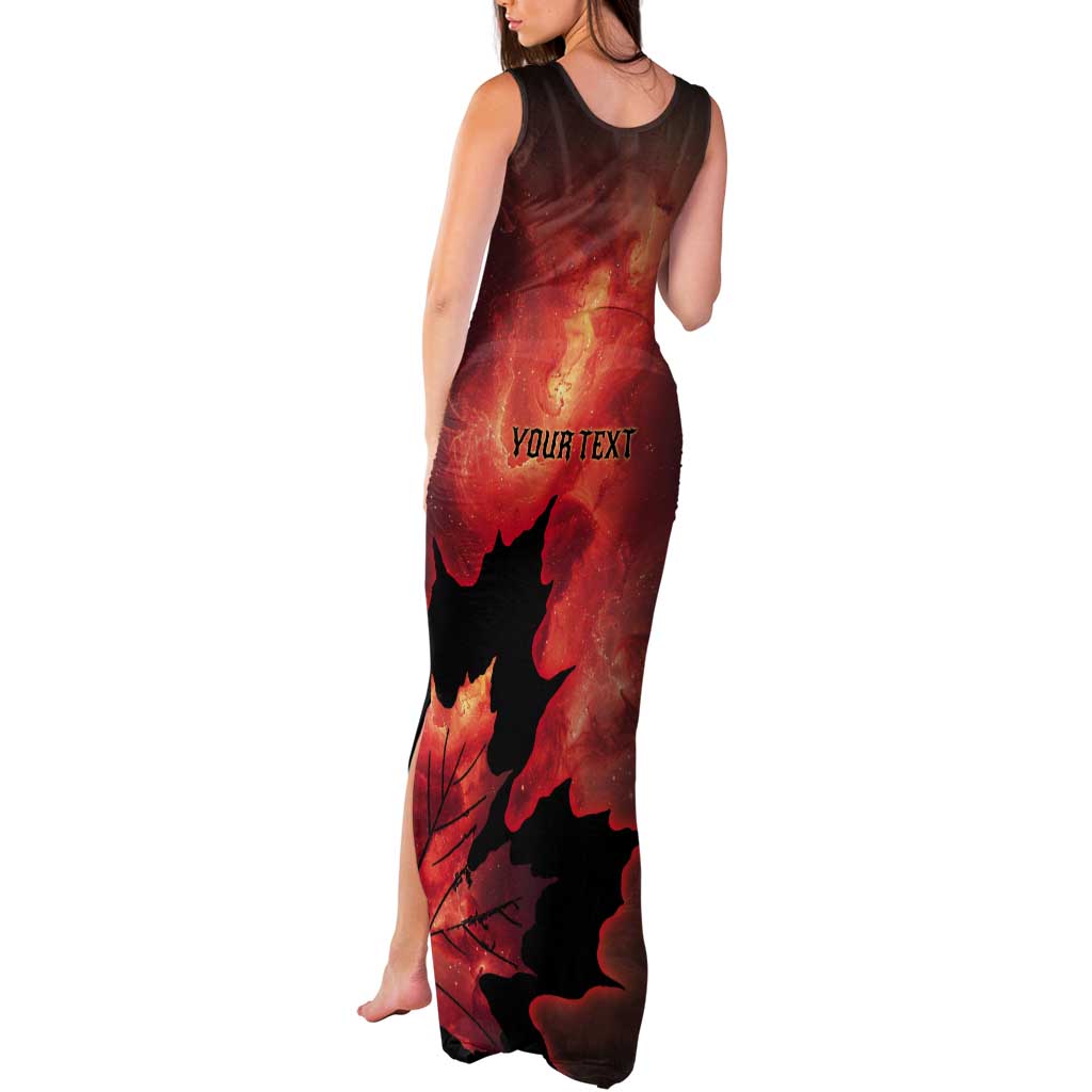Personalized Canada Maple Leaf Tank Maxi Dress Red Galaxy Style - Wonder Print Shop