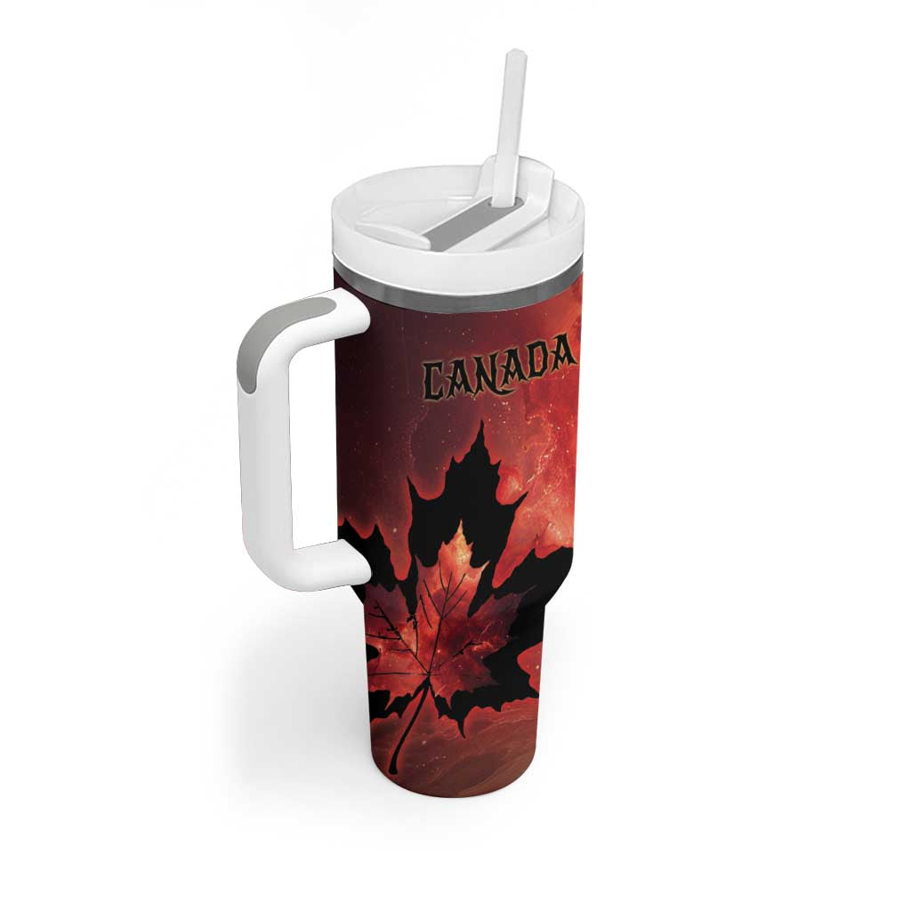 Personalized Canada Maple Leaf Tumbler With Handle Red Galaxy Style - Wonder Print Shop