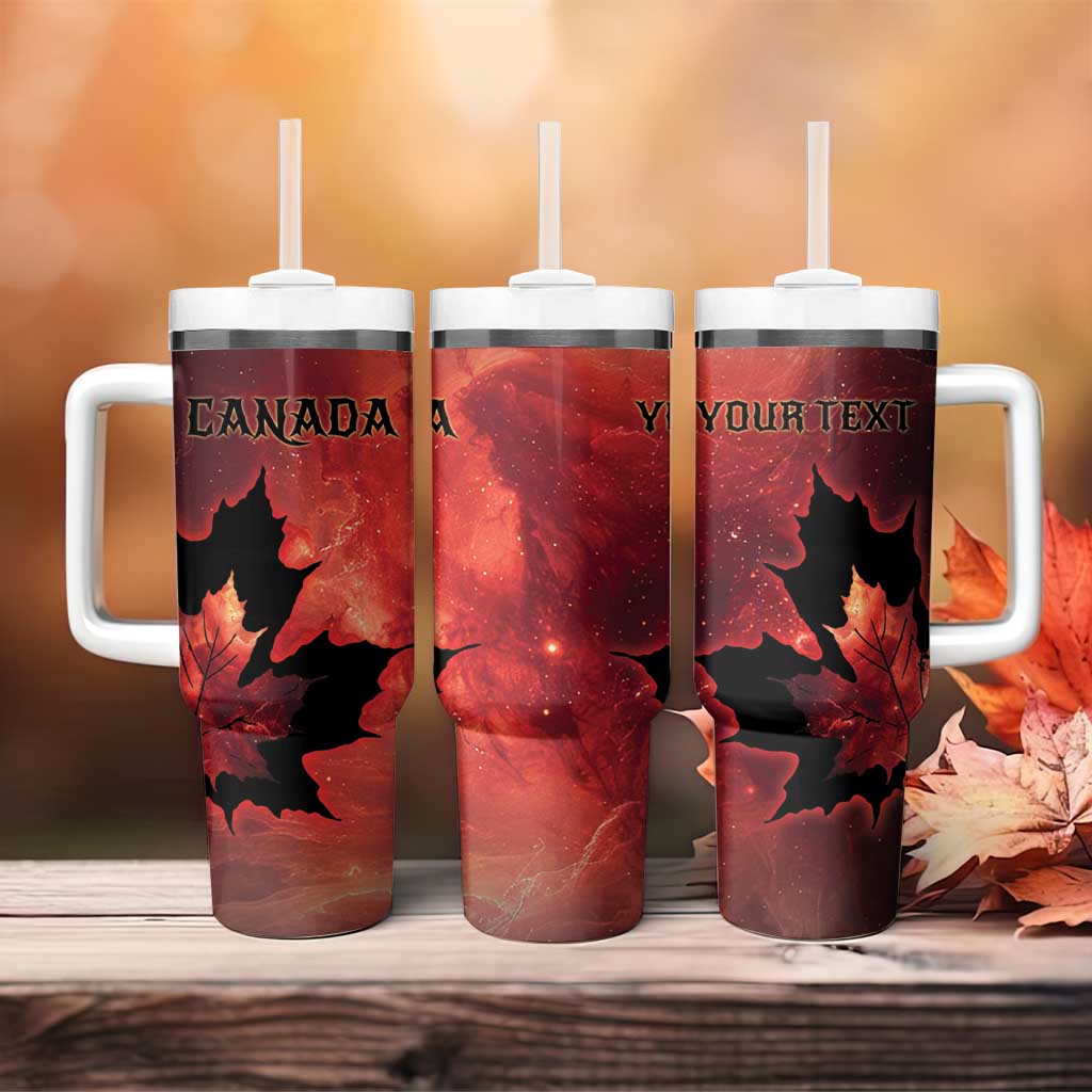 Personalized Canada Maple Leaf Tumbler With Handle Red Galaxy Style - Wonder Print Shop