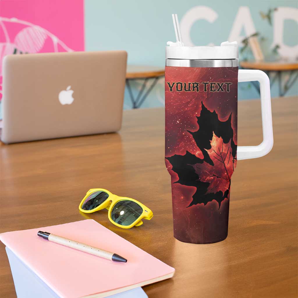 Personalized Canada Maple Leaf Tumbler With Handle Red Galaxy Style - Wonder Print Shop