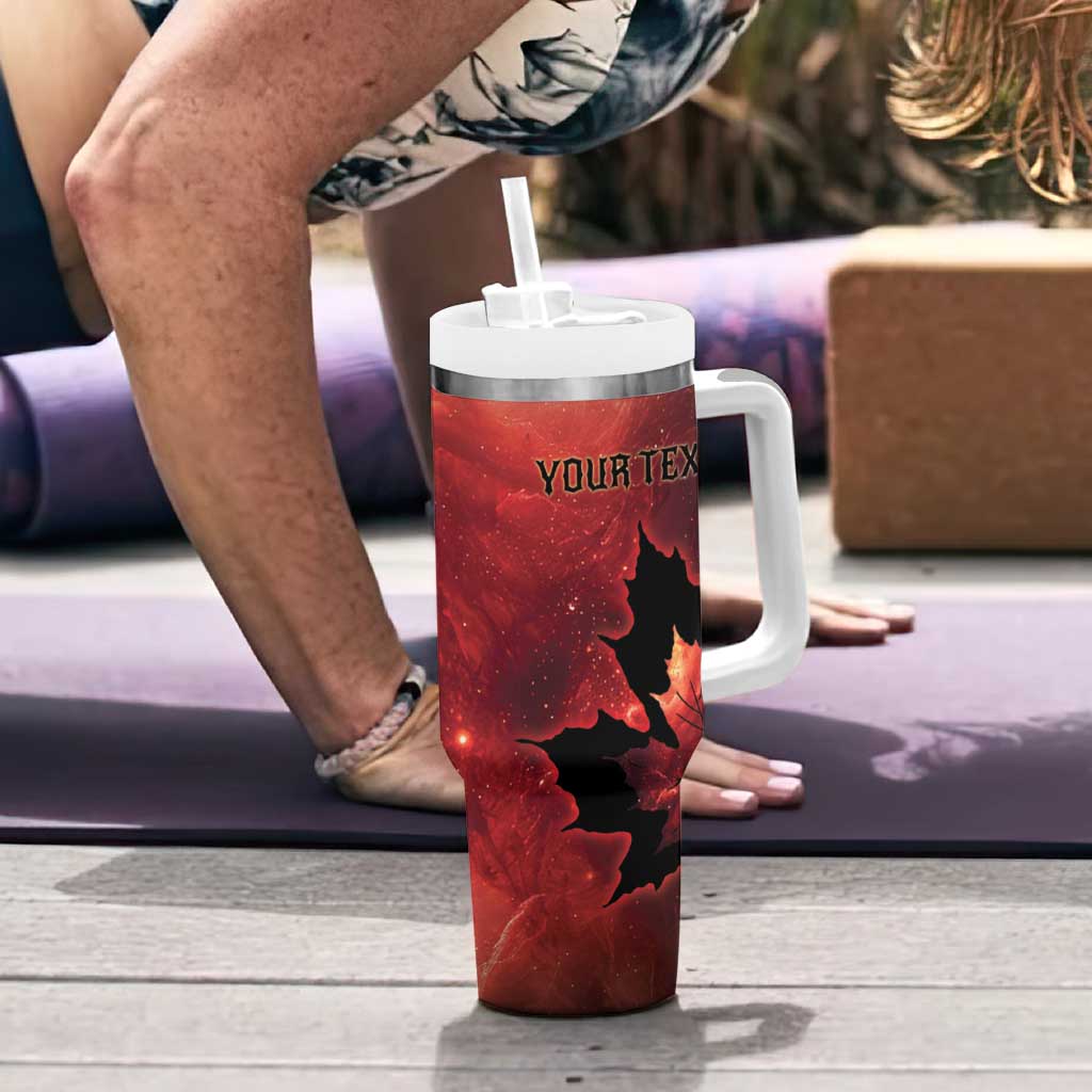 Personalized Canada Maple Leaf Tumbler With Handle Red Galaxy Style - Wonder Print Shop