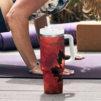 Personalized Canada Maple Leaf Tumbler With Handle Red Galaxy Style - Wonder Print Shop