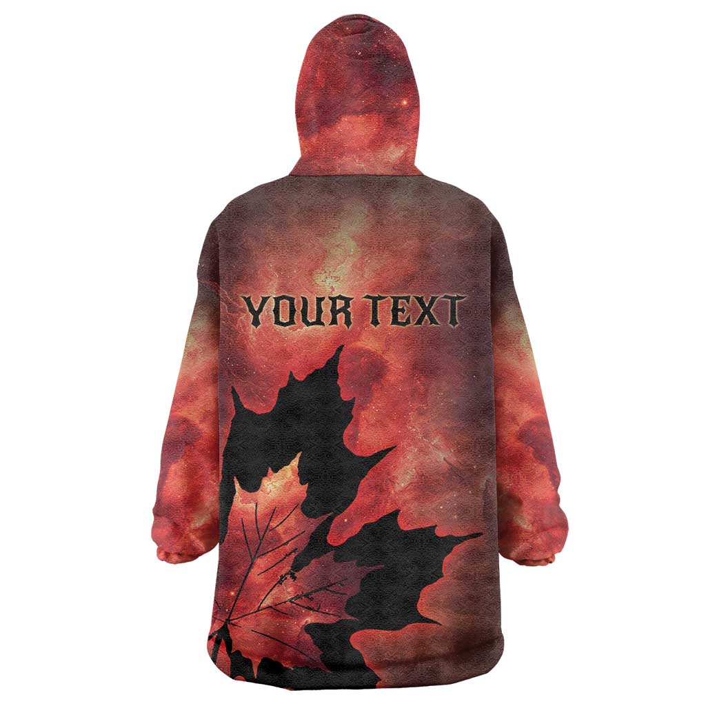 Personalized Canada Maple Leaf Wearable Blanket Hoodie Red Galaxy Style - Wonder Print Shop
