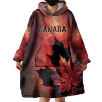 Personalized Canada Maple Leaf Wearable Blanket Hoodie Red Galaxy Style - Wonder Print Shop