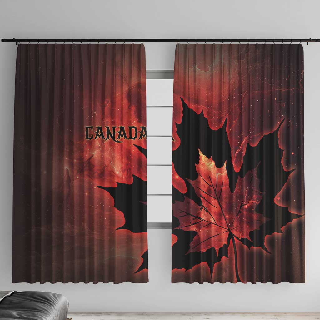 Canada Maple Leaf Window Curtain Red Galaxy Style - Wonder Print Shop