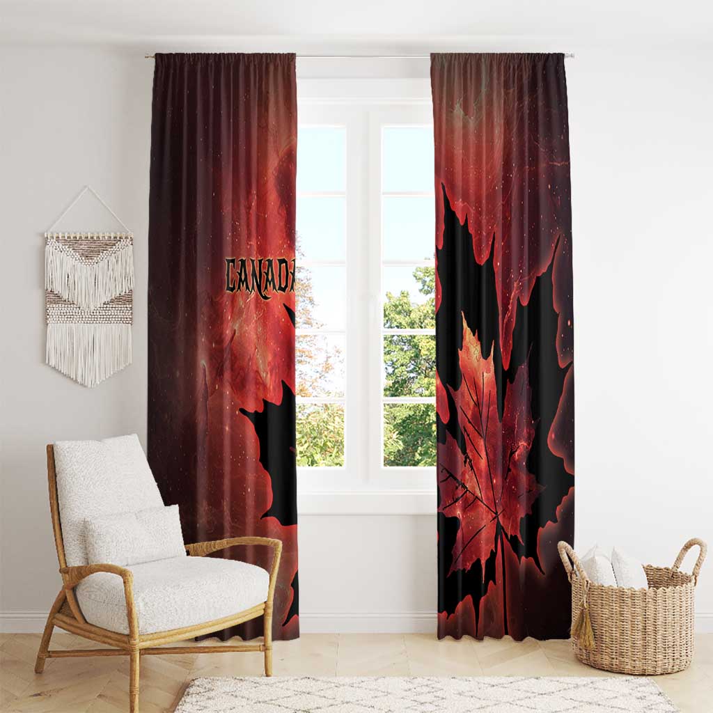 Canada Maple Leaf Window Curtain Red Galaxy Style - Wonder Print Shop