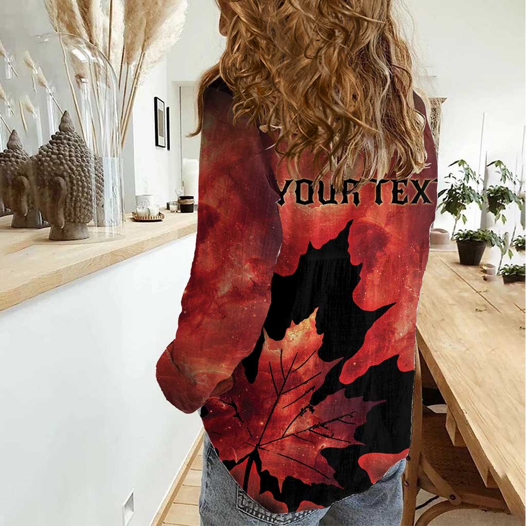 Personalized Canada Maple Leaf Women Casual Shirt Red Galaxy Style - Wonder Print Shop